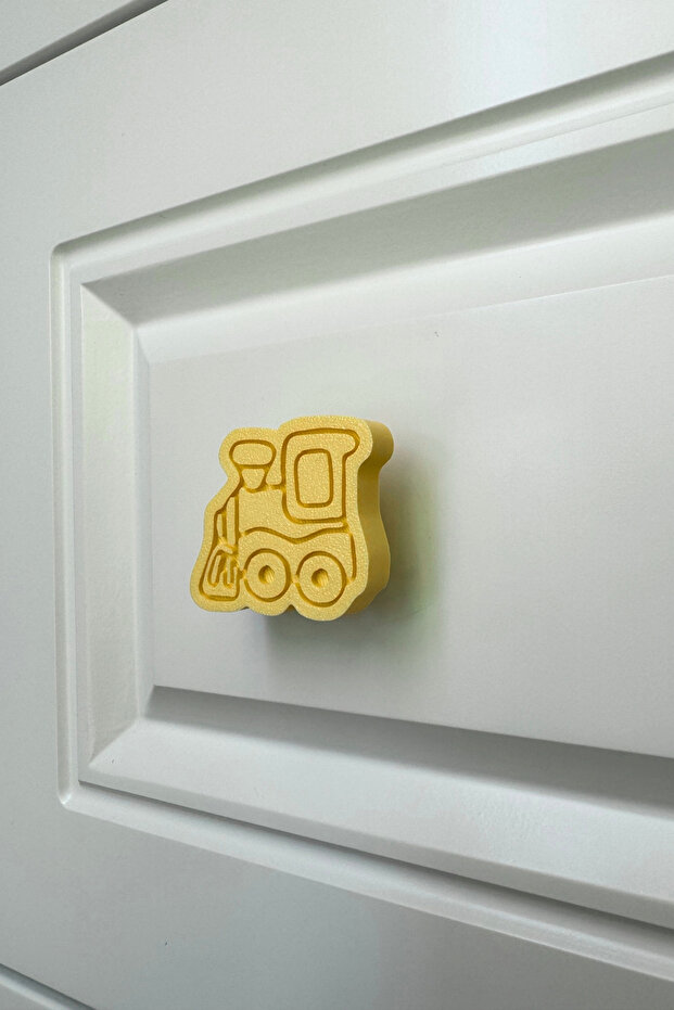 Yellow Train Cabinet Handle - Fun and Durable Handle for Children's Room, Kitchen and Bathroom Cabinets