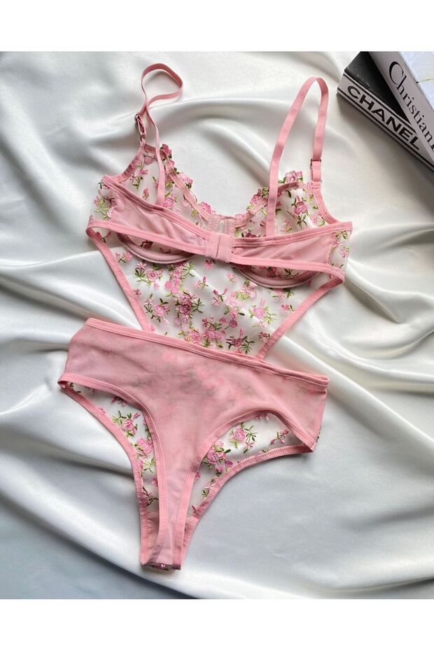 Çiçekli pembe bodysuit - 3