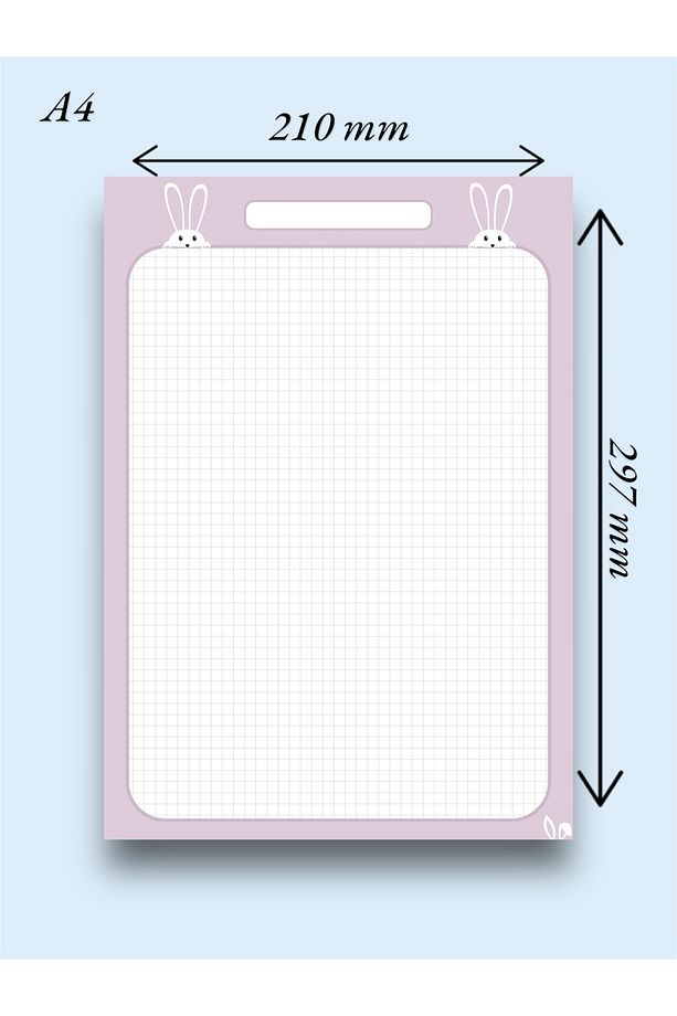 Lila Tavşan Desenli 2'li Set (A4-A5) Notepad - Not Defteri - Bloknot (KARELİ) - 2