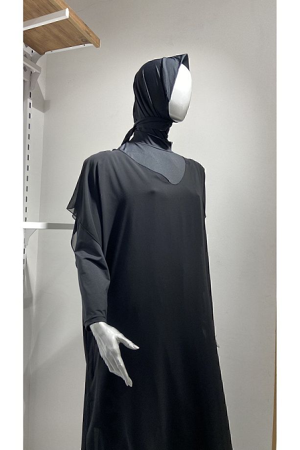 Siyah Şifon Kaftan Pareo Büyük Beden - 5