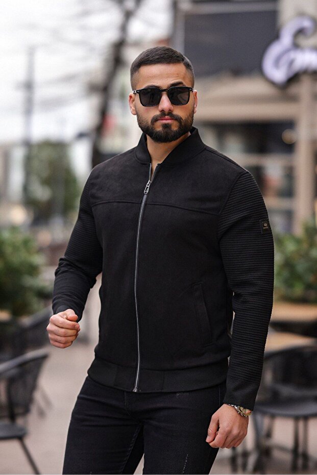 Kolej Bomber Triko Kol Süet Ceket - 3