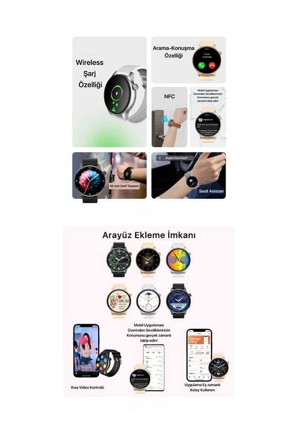 Watch Vn4 Alpha Mini 42 Mm Android Ve Ios Tüm Akıllı Telefonlar Ile Uyumlu 3 Kordonlu Akıllı Saat - 4