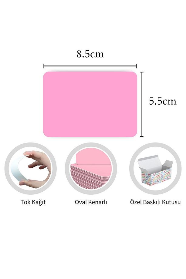 Baskısız Pembe Kelime Kartları 500 Adet - Ezber, Not Almak İçin Çok Amaçlı Siyah Kutulu Not Kartları - 4