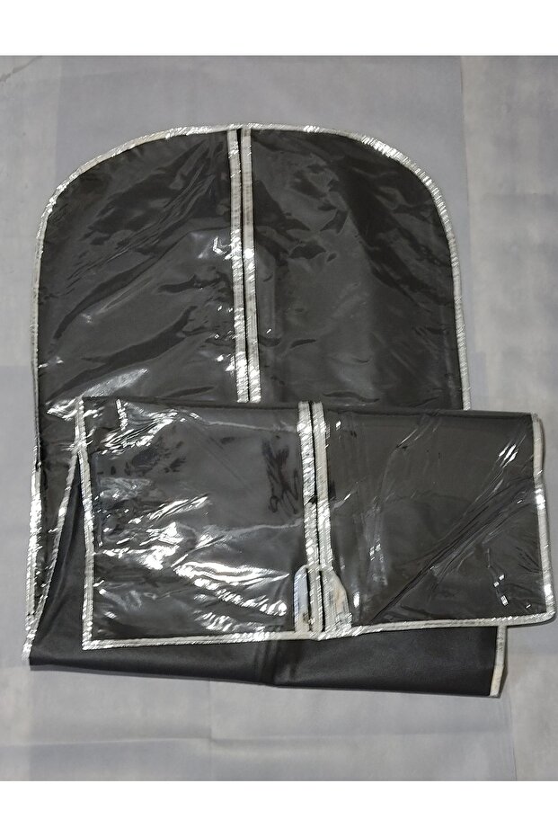 Coat-Tunic Clothes Cover, Clothes Protection and Carrying Storage, Edge Stripe Metalized SILVER Piping, 130x64 cm