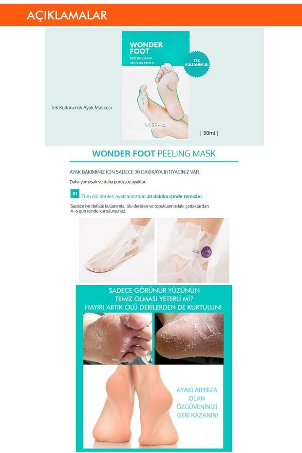 Soyulabilen Ayak Peeling Maskesi 50ml Wonder Foot Peeling Mask - 2