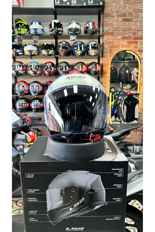 SW 715 Gemini Mavi Gri Yarım Kask - 3