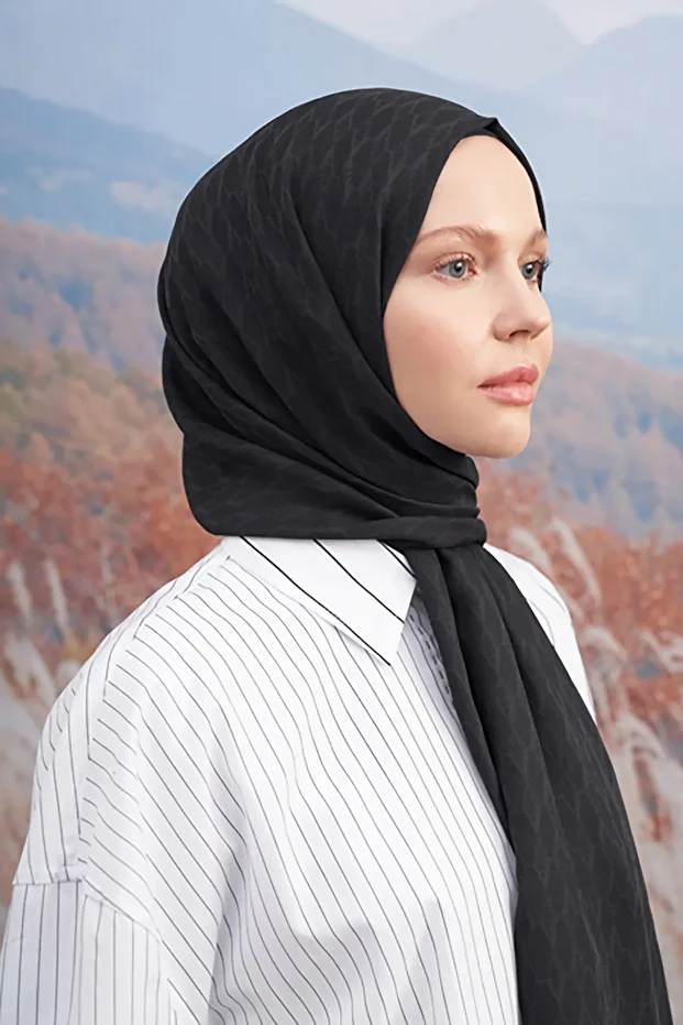 Cotton Monogram a Pattern Swallow - Black - 3