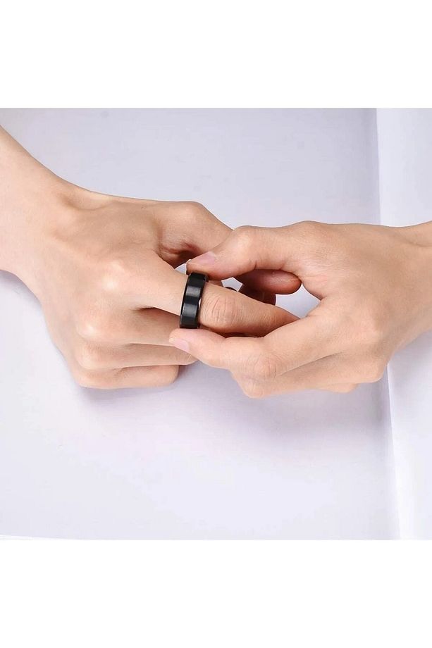 6mm Köşeli Düz Model Çelik Alyans Yüzük - 2