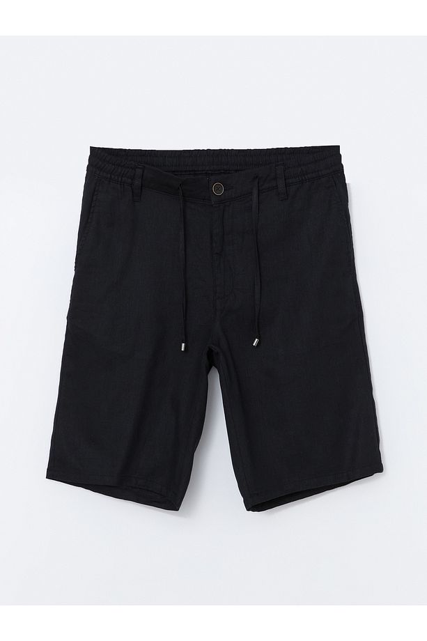 Slim Fit Keten Karışımlı Erkek Şort - 5