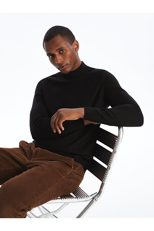 Turtleneck Long Sleeve Men's Sweater - W4Ac96Z8