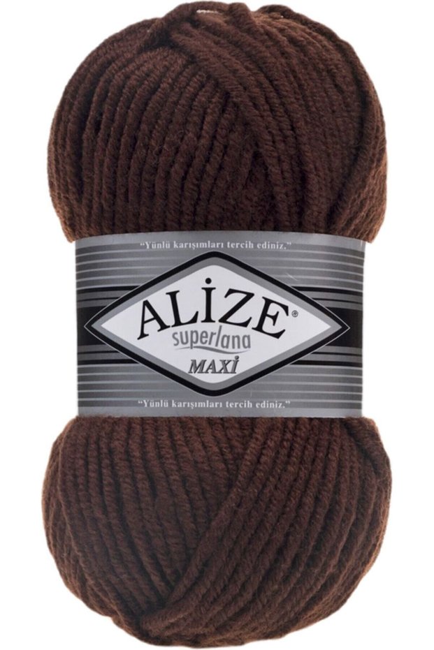 5 Pieces of Süperlana Maxi Brown 26 Thick Hand Knitting Yarn Vest Cardigan Yarn Scarf Beanie Sweater Yarn