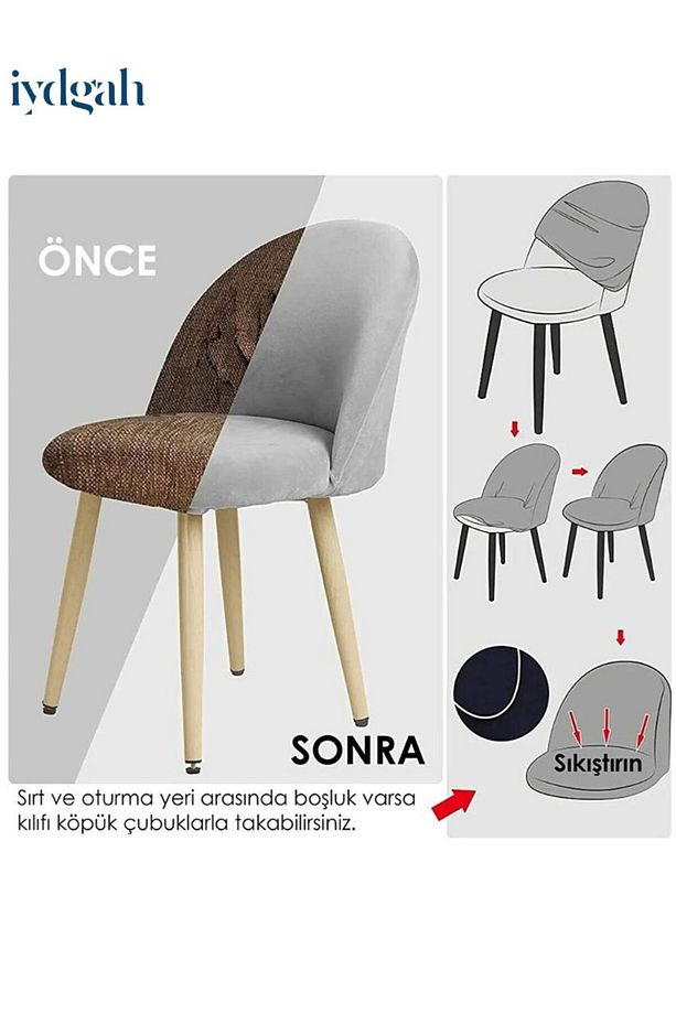 Tuğla Desen Kaliteli Büyük Oval Sandalye Kılıfı, Sandalye Örtüsü, Hasır Desen, Lastikli 1 Adet Krem - 8