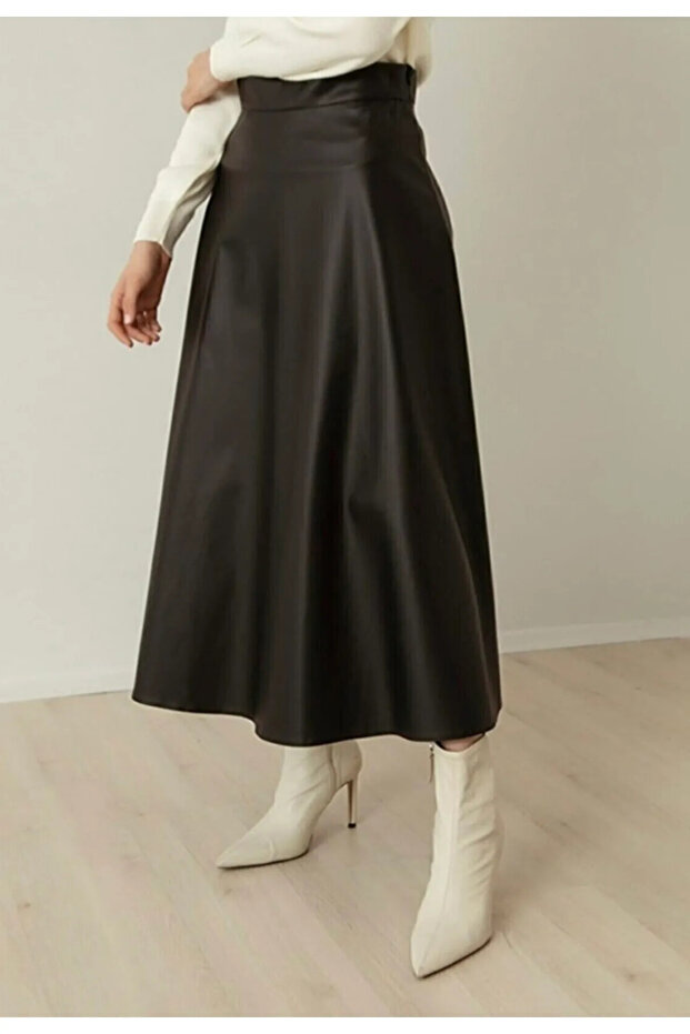 Kadın Deri Mevlana Siyah Etek - 2