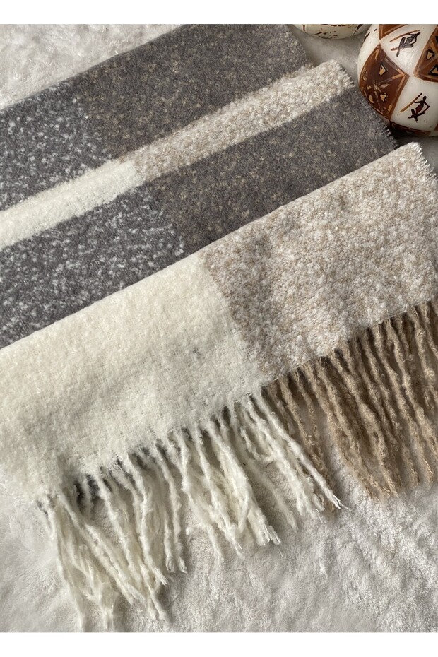 Buklet Püsküllü Kalın Atkı - 2