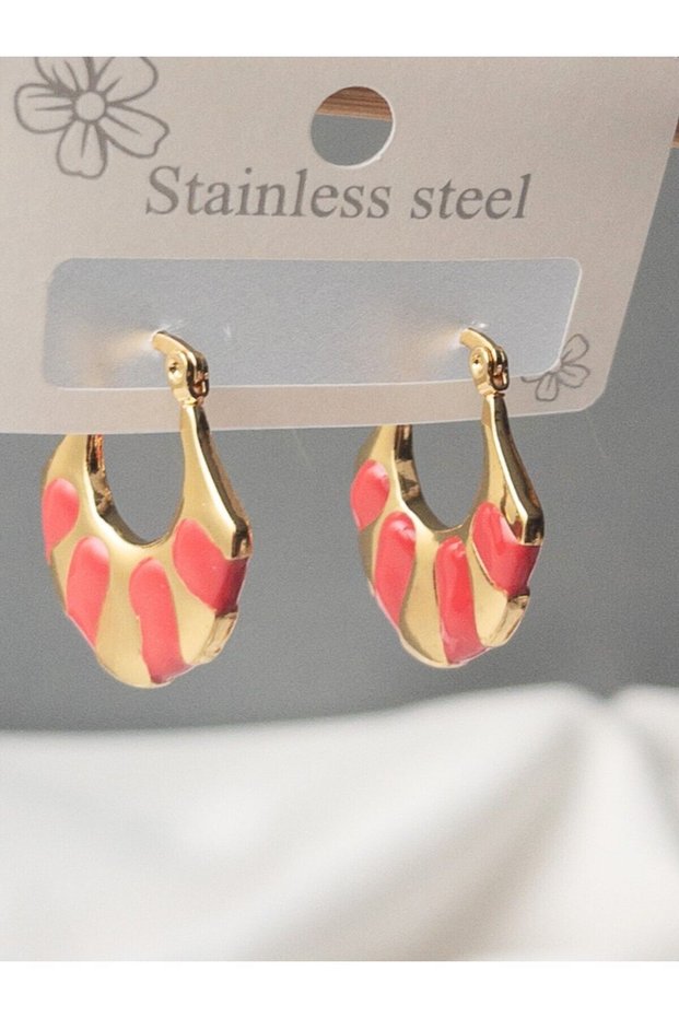 Tarnish-resistant gold-plated steel enamel bag model women's earrings - 7 color options