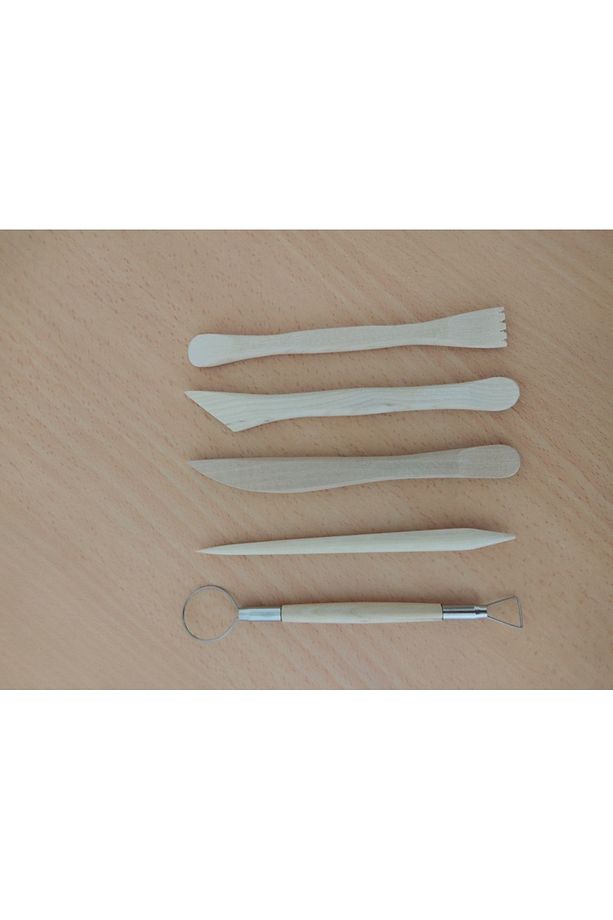 Kil Hamuru Set, 250 gr Seramik Hamuru Ve Ahşap ,ebeşşuar, Modelleme Çamuru, Naturel - 4