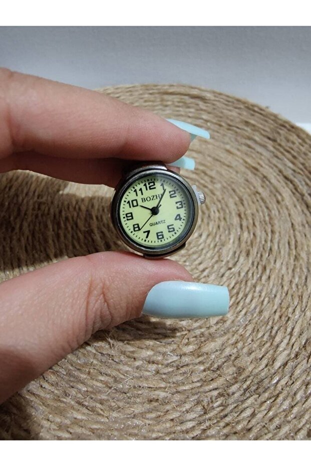 خاتم ساعة صغير بأرقام رومانية، ساعة إصبع، ساعة حلقة صغيرة - 4