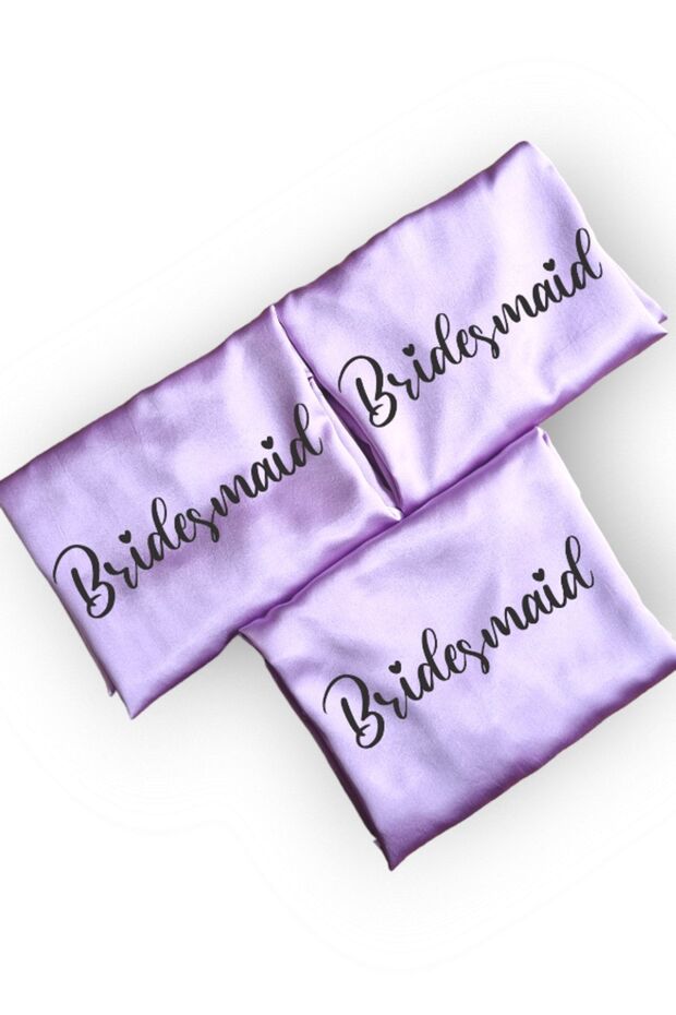 Lilac 3 Pieces Bridesmaid Printed Bridesmaid Dressing Gown