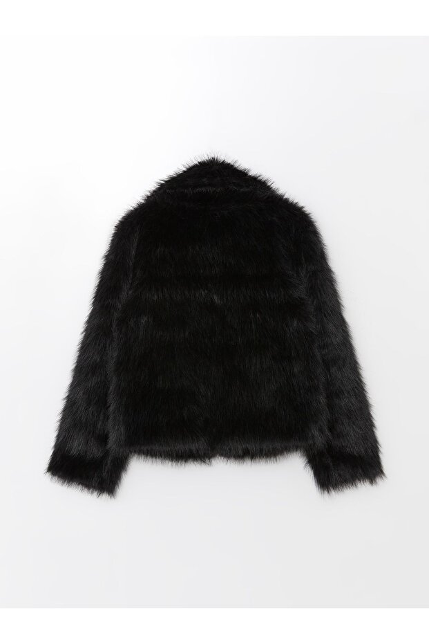 Damski płaszcz pluszowy - kołnierz kurtki - 6