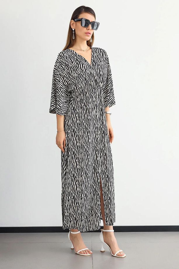 Çiçek Desenli Maxi Elbise - 3