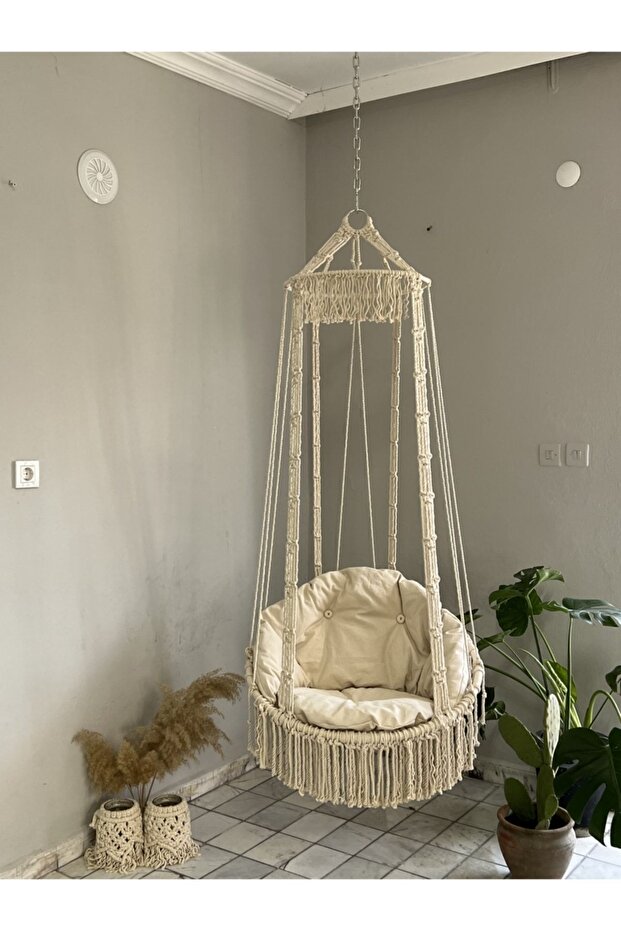 Makrome Minderli Salıncak Ekru - 2