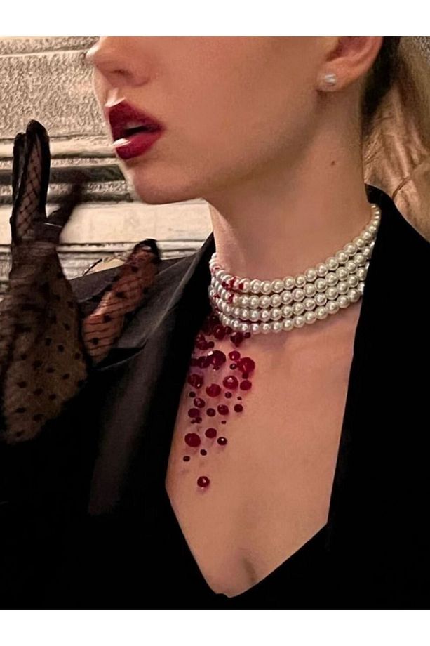 Victorian Vampir Kolye,kanlı Kolye,inci Vampir Kolye,kan Kolye - 2
