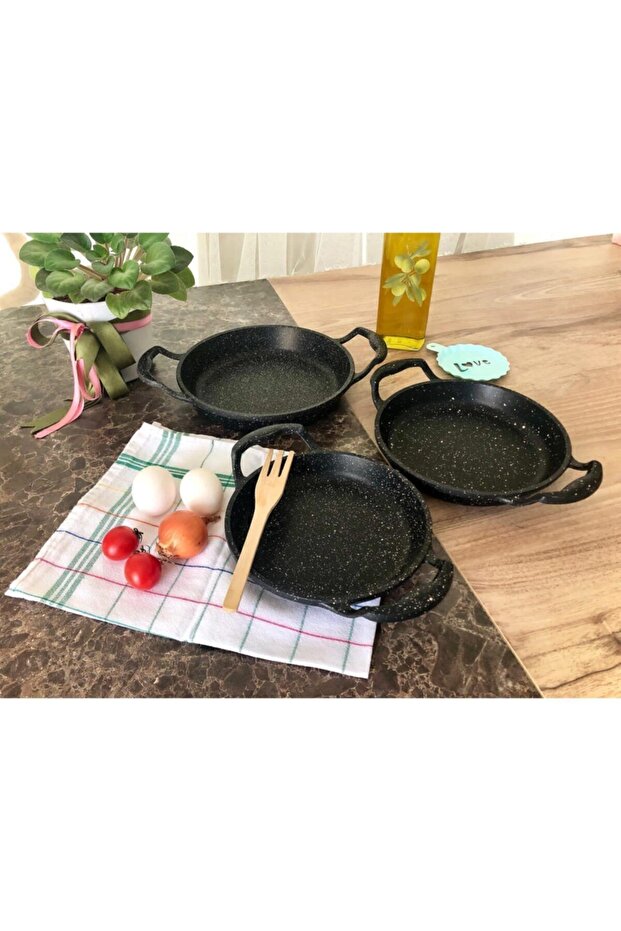 طقم مقلاة جرانيت من Elite Kitchen 18 سم/20 سم/22 سم