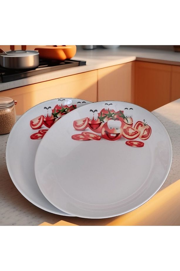 Diamont 2 adet 21 cm Dekorlu Çukur Tabak Salata Sunum Tabağı Servis Tabağı - 3