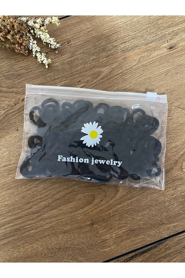 Black 100 Pcs Rubber Buckle with Transparent Bag