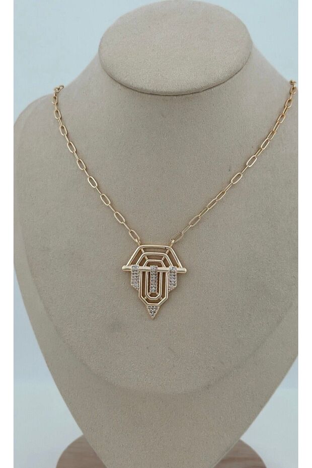 Illys gold zircon stone detail minimal serenay necklace