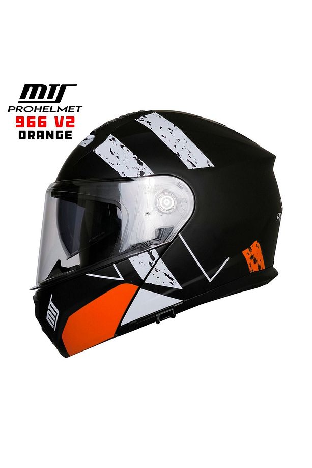 -966-V2 ÇENE AÇILIR KASK (ORANGE) - 1