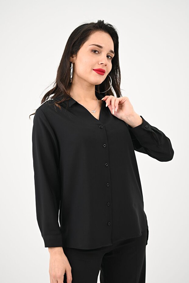 Women's Shoulder Stone Detailed Shirt 1687-24-1