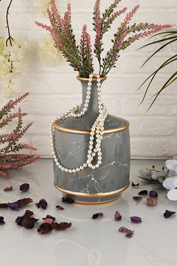 AngDesign Datça Seramik Vazo  Gri - 5