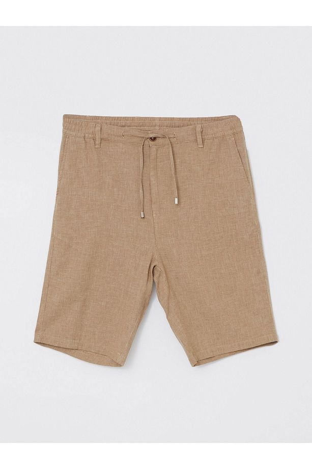 Slim Fit Keten Karışımlı Erkek Şort - 5