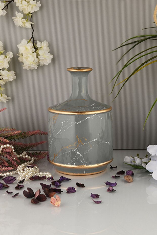 AngDesign Datça Seramik Vazo  Gri - 6