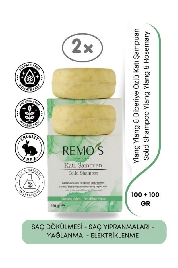2x Anti-Hair Loss Solid Shampoo - Ylang Ylang and Rosemary Extract Anti-Hair Loss 100 gr x 2 Pieces