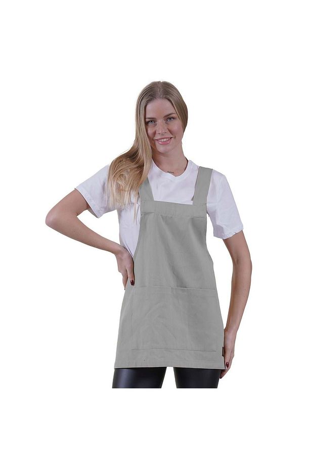 Gri Çift Cepli Basic Çok Amaçlı Önlük Apron Şef Barista Ressam İşçi  Mutfak Önlüğü - 7
