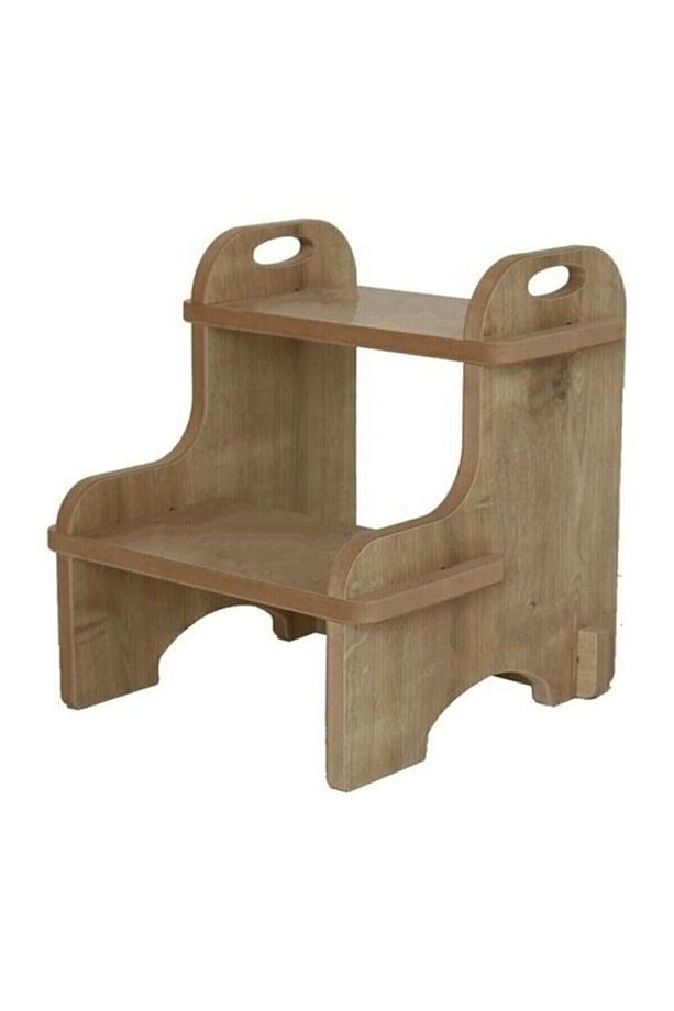 Edcoy Ahşap Basamak Tabure Çocuk Bebek Banyo Wc Lavabo Merdiven Yükseltici Eğitici Kaymaz Montessori - 3
