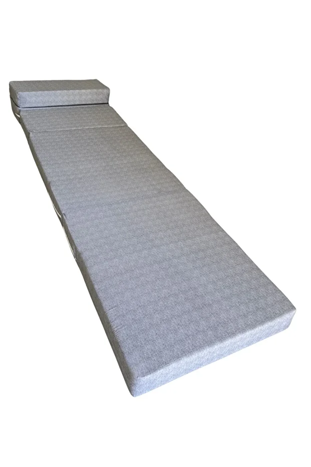 Tek Kişilik Katlanır Koltuk Katlanır Yatak Kanepe Yer Yatağı Tek Kişilik GRİ-65x160x10 CM - 4
