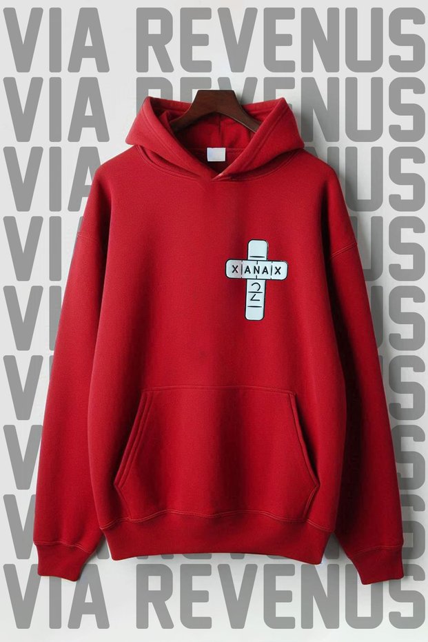 Xan*X Front and Back Printed 3 Thread Wide Fit Black Hooded Sweatshirt