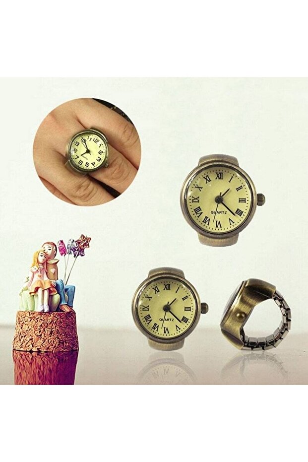 خاتم ساعة صغير بأرقام رومانية، ساعة إصبع، ساعة حلقة صغيرة - 7