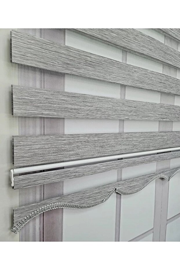 GRİ ZEBRA PERDE ETEK DİLİMLİ - 1