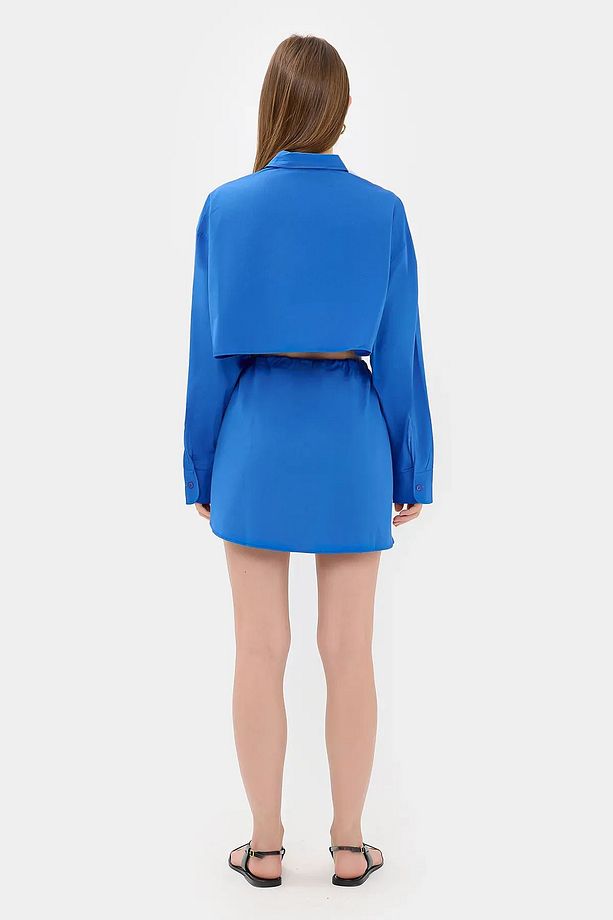 Geniş Kollu Oversize Crop Gömlek - 5