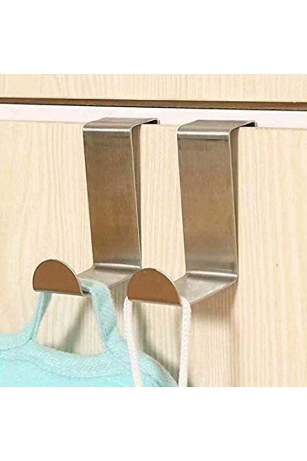 Narkalıp Paslanmaz Çelik Dolap Ve Çekmece Kapı Üstü Metal Kanca Askı - 4'lü Set - 3