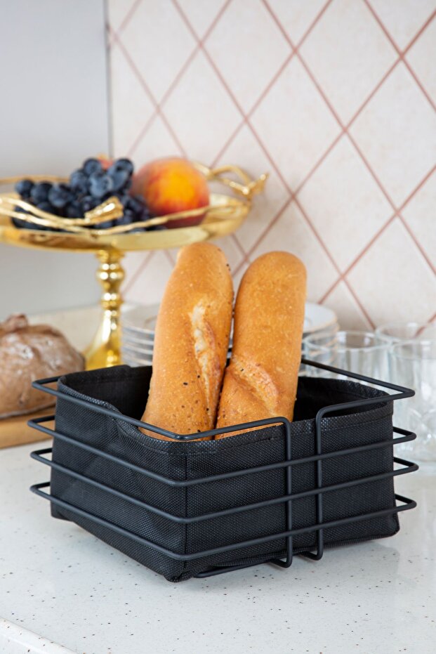 سلة خبز مربعة من الفولاذ المقاوم للصدأ باللون الأسود - متعددة الأغراض - 1