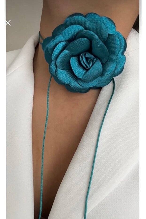 Large Flower Necklace Choker Fabric Flower Lace Necklace