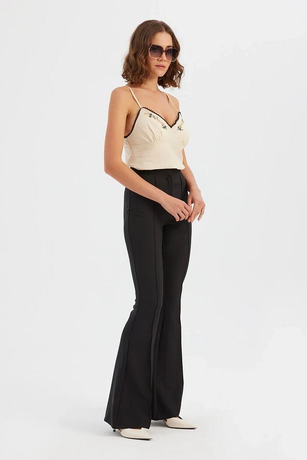 Ön Dikişli Yüksek Bel Oversize Pantolon - 3