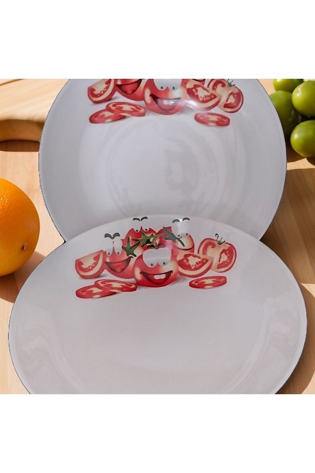 Diamont 2 adet 21 cm Dekorlu Çukur Tabak Salata Sunum Tabağı Servis Tabağı - 5