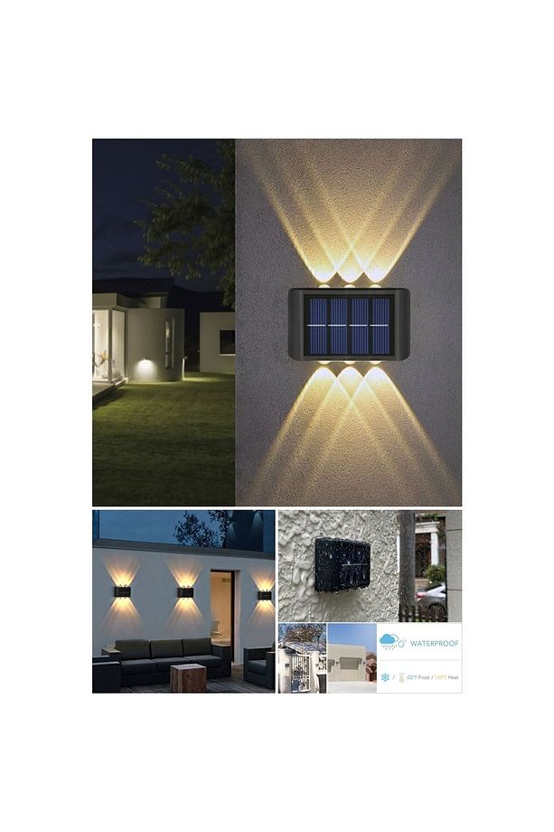 2 Adet - Modern Solar Çift Taraflı Aplik Güneş Enerjili Duvar Aydınlatma Lambası (GÜN IŞIĞI) - 1