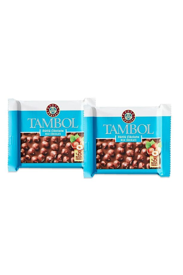 Kahve Dünyası 2'li Tambol Bütün Fındıklı Sütlü Çikolata 100g - 1